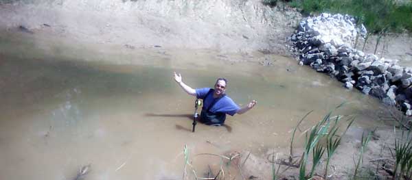 Chris Surveying a WetPond Testimonial Image